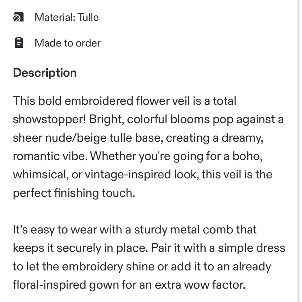 Colorful Embroidered Floral Veil - Picture 5 of 6